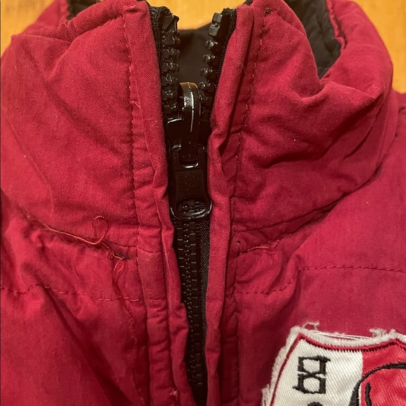 Reversible Vest Skull & Cross Bones Maroon & Black 89 Full Front Zip Size Small - Picture 10 of 11